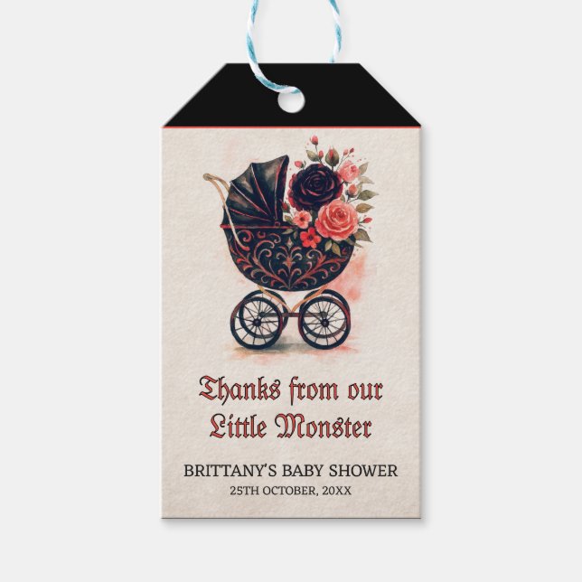 Étiquettes-cadeau Gothic Stroller Halloween Baby Shower (Devant)