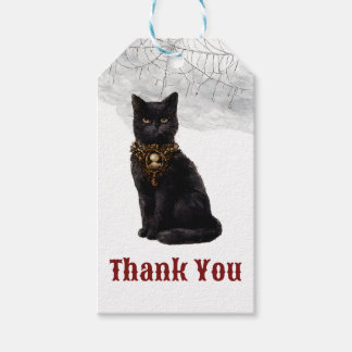 Étiquettes-cadeau Gothique Dark Academia Chat Noir Toile d'Araignée 
