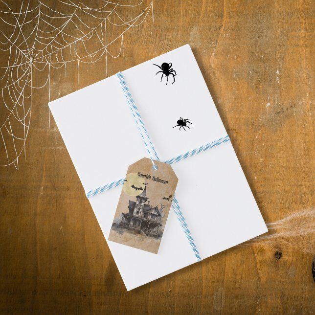 Étiquettes-cadeau Gothique Éffrayant Haunted House Parti d'Halloween (Créateur téléchargé)
