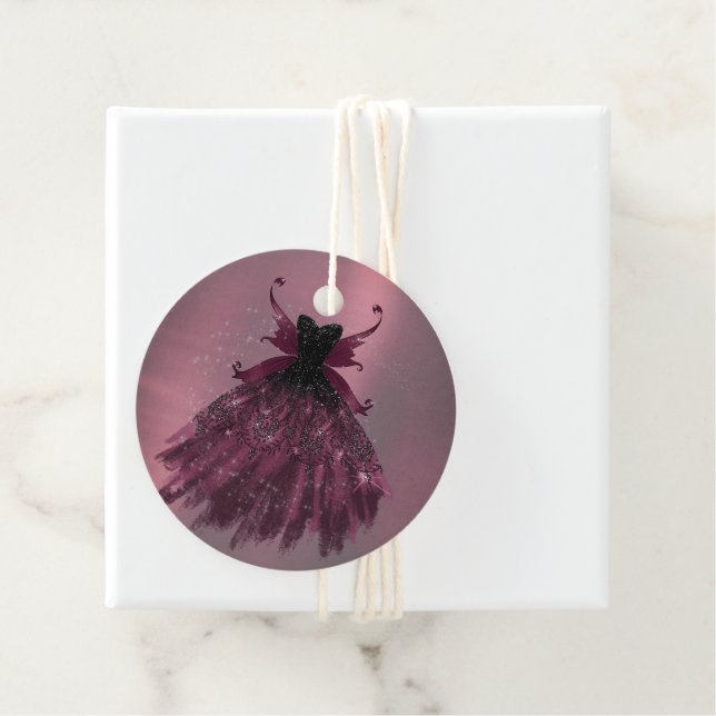 Étiquettes Cadeau Gothique Fairy Fuchsia Gown | Punk Rock rose Magen (En situation)
