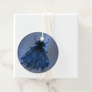 Étiquettes Cadeau Gothique Fairy Navy Gown   Fleur bleue de Cobalt p