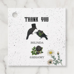 Étiquettes Cadeau Gothique Halloween noir Rose Corbeaux Mariage