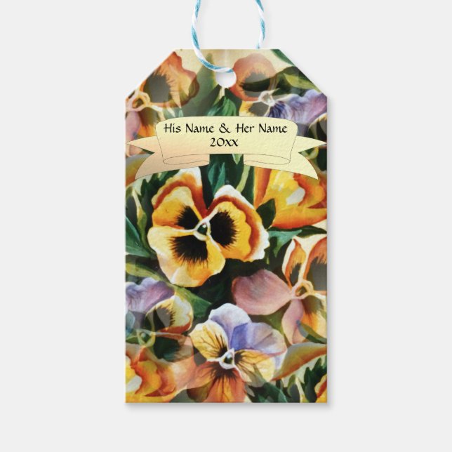 Étiquettes-cadeau Graceful Stylish Superbes Pansies Personnaliser (Devant)