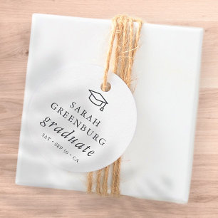 Étiquettes Cadeau Graduate Moderne Minimaliste Simple Chic Graduatio