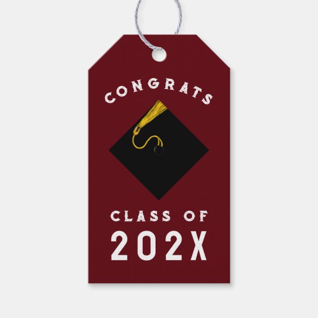 Étiquettes-cadeau Graduation 2025 Maroon (Devant)