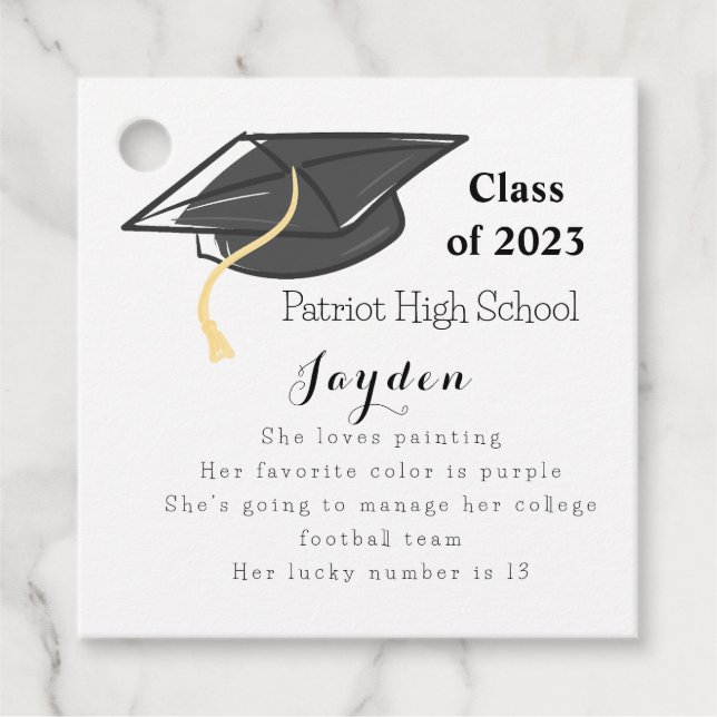 Étiquettes Cadeau Graduation Classe de faits amusants Casquette grad (Devant)