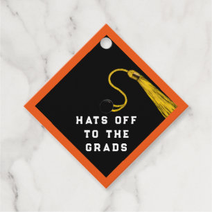 Étiquettes Cadeau Graduation Congrats Orange