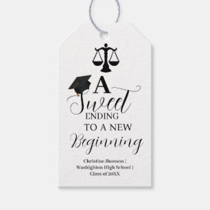 Étiquettes-cadeau Graduation d'avocat une fin douce à nouveau début