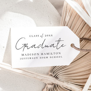 Étiquettes-cadeau Graduation de script noir manuscrit moderne