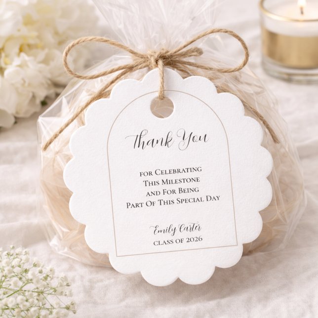 Étiquettes Cadeau Graduation Party  | Elegant Script (Créateur téléchargé)