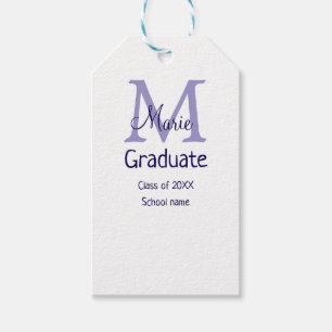 Étiquettes-cadeau Gradué ajouter nom monogramme violet simple m mini