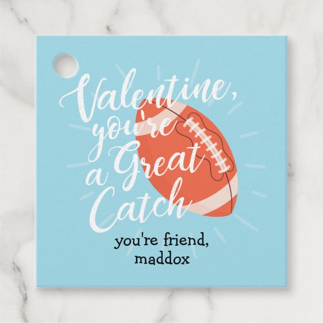 Étiquettes Cadeau Grand Catch Football Saint-Valentin (Devant)