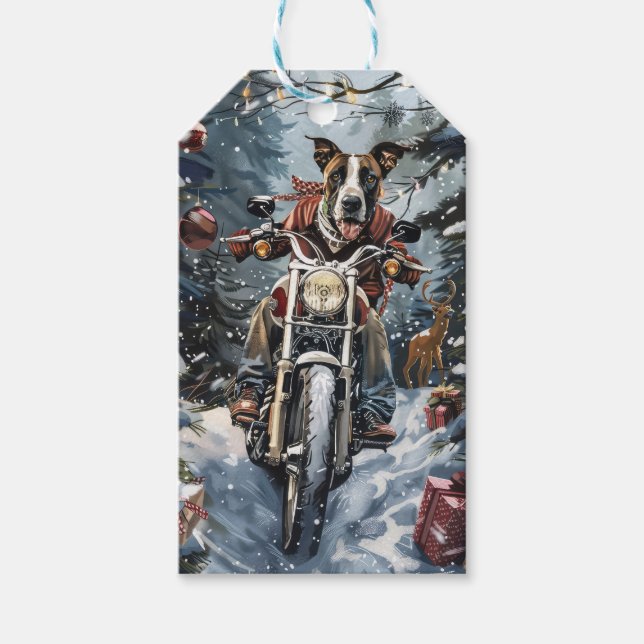 Étiquettes-cadeau Grand chien Danse équitation moto Noël (Devant)
