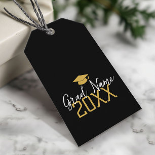 Étiquettes-cadeau Grande année - Nom et Casquette - Graduation d'or 