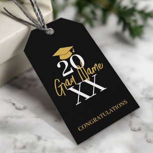 Étiquettes-cadeau Grande année - Nom et Casquette - Graduation d'or 