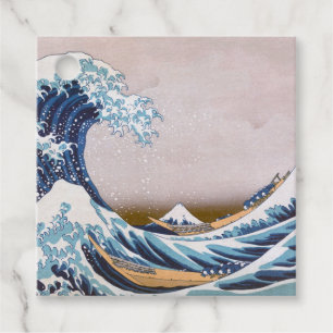 Étiquettes Cadeau Grande vague du tsunami Kanagawa Japon par Hokusai