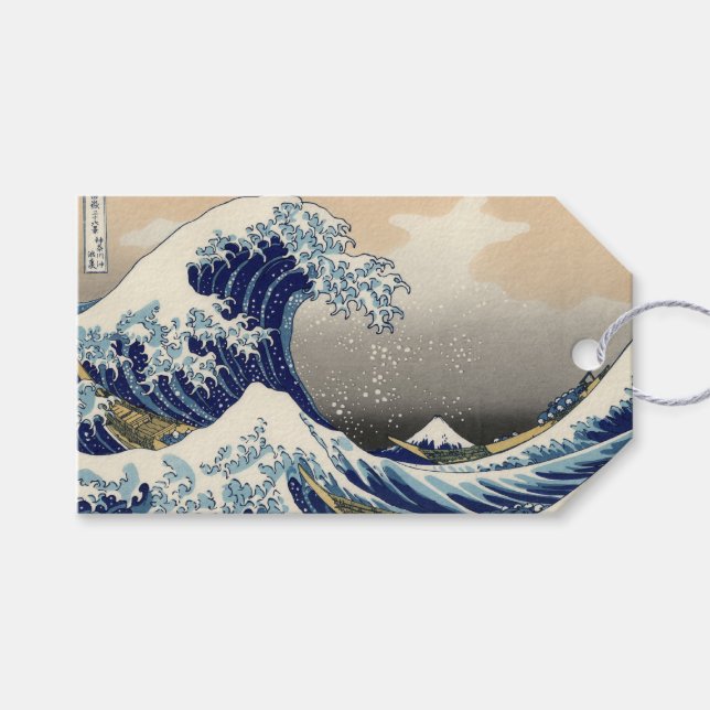 Étiquettes-cadeau Grande vague Kanagawa peinture japonaise (Devant (Horizontal))