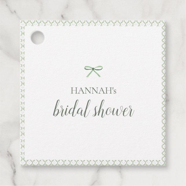 Étiquettes Cadeau Grandmillenium Bow vert Fête des mariées (Devant)