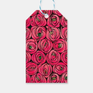 Étiquettes-cadeau Graphique rose Art Nouveau Rennie Macintosh