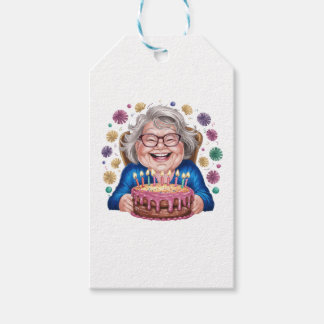 Étiquettes-cadeau Graphiques de bon anniversaire de mamie avec des l