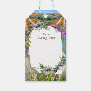 Étiquettes-cadeau Grasses et fleurs de printemps écologiques sauvage