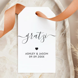 Étiquettes-cadeau Gratzi Gift Tag, Wedding Thank You Tags, Kraft 