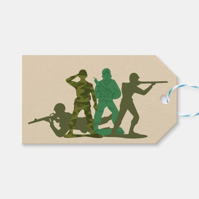 Étiquettes-cadeau Green Army Action Hommes personnalisables (Devant (Horizontal))