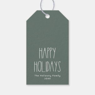 Étiquettes-cadeau Green Boho Polka Dot Joyeuses Vacances