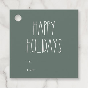 Étiquettes Cadeau Green Boho Polka Dot Joyeuses Vacances Carré De