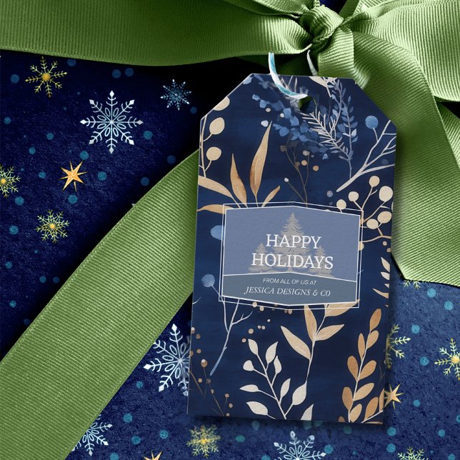 Étiquettes-cadeau Green Christmas Botanical Modern Business (Créateur téléchargé)