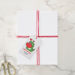 Étiquettes-cadeau Green Cute Dinosaur Saint Valentin