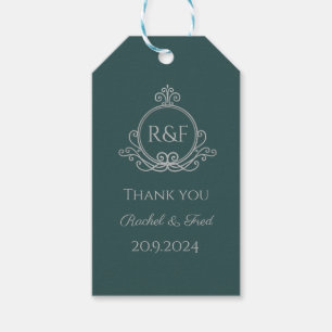 Étiquettes-cadeau Green Elegant Mariage de calligraphie argent Merci