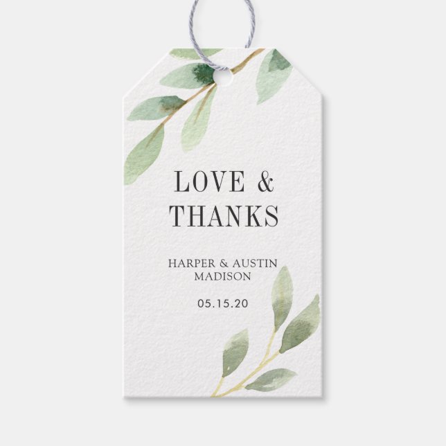 Étiquettes-cadeau Green Foliage Botanique Mariage cadeau (Devant)