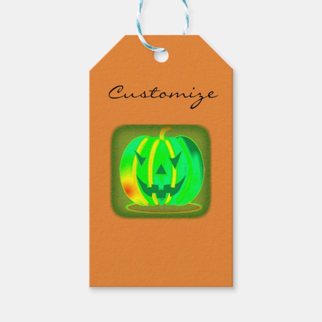 Étiquettes-cadeau Green Jack olantern Halloween Thunder_Cove (Devant)