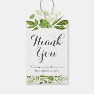 Étiquettes-cadeau Green Leaf Wedding Favor Cadeau Tags Rustic Greene
