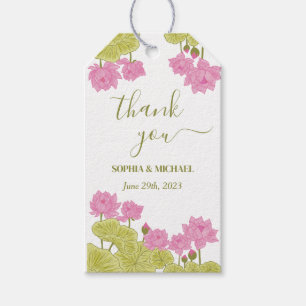 Étiquettes-cadeau Green Lotus Lily Flowers Mariage Indien