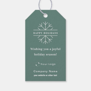 Étiquettes-cadeau Green Modern Christmas Business Logo QR code Chic