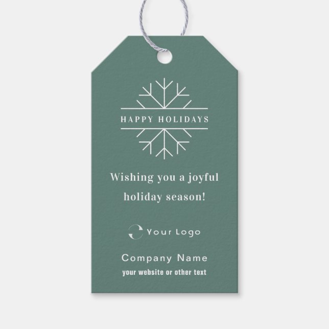 Étiquettes-cadeau Green Modern Christmas Business Logo QR code Chic (Devant)