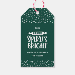 Étiquettes-cadeau Green   Noël Baking Spiritueux Vacances Lumineuses