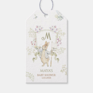 Étiquettes-cadeau Green Peter the Rabbit Monogramme Baby shower des 