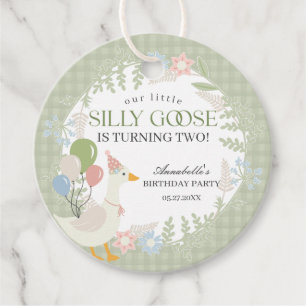 Étiquettes Cadeau Green Silly Goose Floral En vichy fête d'anniversa