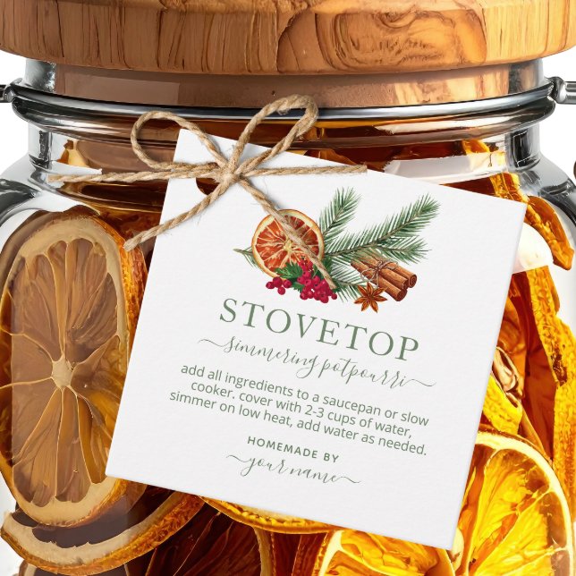 Étiquettes Cadeau Green Stovetop Potpourri Tag (Créateur téléchargé)