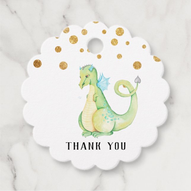 Étiquettes Cadeau * Green Sweet Dragon Baby shower Merci mignon (Devant)