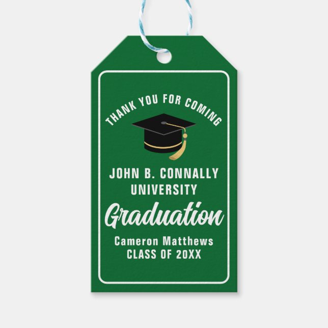 Étiquettes-cadeau Green White Graduate Custom 2025 Graduation Party (Devant)