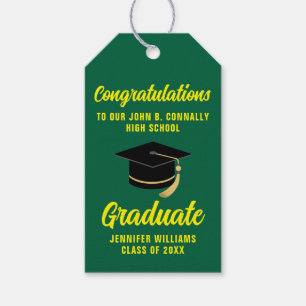 Étiquettes-cadeau Green Yellow Graduate Custom 2025 Graduation Party
