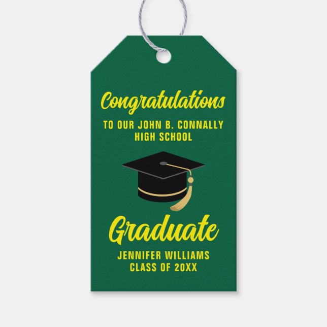Étiquettes-cadeau Green Yellow Graduate Custom 2025 Graduation Party (Devant)