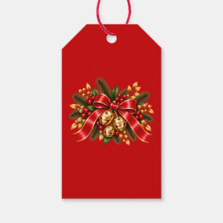 Étiquettes-cadeau Grelots de Noël Rouge Ruban Festif
