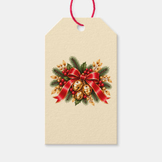 Étiquettes-cadeau Grelots de Noël Rouge Ruban Festif