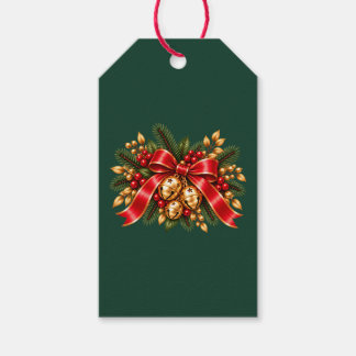 Étiquettes-cadeau Grelots de Noël Rouge Ruban Festif