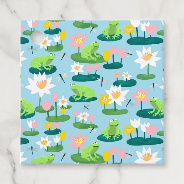Étiquettes Cadeau Grenouilles et Lily Pads BABY SHOWER mignon Enfant (Devant)